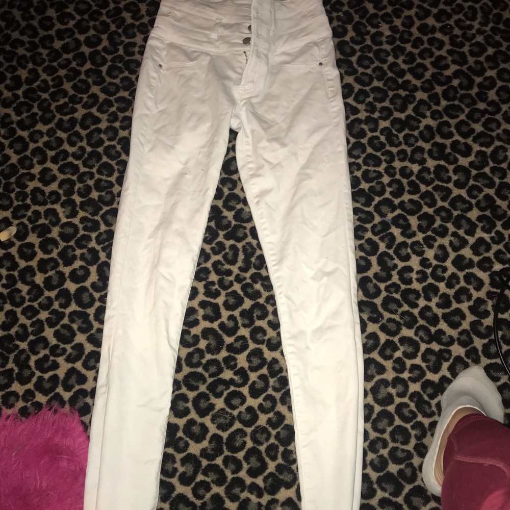 High Waisted White Jeans